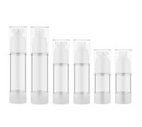 6PCS Clear Airless Pump Bottles, 15ml 30ml 50ml Portable Cosmetic Travel Bottle, Plastic Travel Spray Bottle, Refillable Cosmetic Containers for Essential Oil Perfume Foundation Creams Cosmetic
