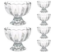 6Pcs Clear Glass Footed Dessert Bowls, 6.8 Oz Trifle Cups for Ice Cream, Fruit Salad, Milkshakes, Pudding, Cocktails, Party Snack Serving
