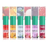 6PCS Clear Lip Gloss Set, Fruit Flavored Lip Oil Set, Roll-On Lip Balm Set, Transparent Glossy Lip Make-up for Dry and Chapped Lips