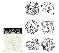 6Pcs Clear Sea Creature Templates 5x5 Inch for Cake Decoration, Journaling, Home Wall Art and Card Making Stencils for Kids Creativity