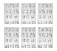 6PCS Clear Stamps, Transparent Number and Words Stamps for DIY Card Making Scrapbooking, TPR Material Clear Stamps with Sharp Detail for Journals Handbooks Invitations