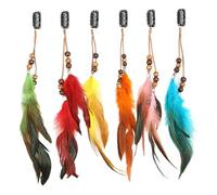 6Pcs Clip in Hair Extension, Handmade Extension, Women Halloween Costume Hair Accessories, Cosplay Native Tribal Braided Beads Headdress