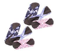 6pcs Cloth Sanitary Pads Reusable Bamboo Charcoal Fiber Menstrual | Microfiber Middle Layer, Stay Dry Surface and Leak Free Outer, Button Snaps Design for Exercise Use