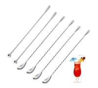 6Pcs Cocktail Stirrers, Long Handle Spiral Bar Spoon, 30 CM Stainless Steel Cocktail Spoon, Suitable for Bartenders or Home Use, for Stirring Cocktails, Drinks, Milk, Honey and Other Drinks.