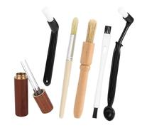 6pcs Coffee Cleaning Brush Set, Natural Bristle Coffee Grinder Brush Long Handle Barista Espresso Machine Cleaning Tools Accessories for Maker Cups Portafilters