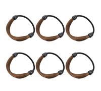 6pcs Coffee Elastic Wig Hair Ties for Women Office Wear | Plastic Gentle Hold, Close-to-real Hair Colour Match, Polished Ponytail Look for Work and Bridesmaids