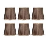 6Pcs Coffee Fabric Table Lamp Shades with Ruffles, Soft Light Lamp Shade Set for E14 Chandelier Ceiling Desk Floor Wall Lamp, Classic Cloth Shade for Bedroom Study Hotel