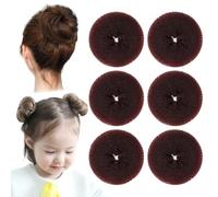 6pcs Coffee Hair Bun Maker, Ring Style Bun Instant Hair Bun Shaper Tool for Short and Thin Hair Crown Shapers Accessories for Women Girls (Small, 2.16Inch)