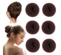 6pcs Coffee Hair Bun Maker, Ring Style Bun Instant Hair Bun Shaper Tool for Short and Thin Hair Crown Shapers Accessories for Women Girls (medium, 3.14inch)
