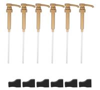 6Pcs Coffee Syrup Pump, Reusable Pump Bottle Dispenser, Lotion Pump, Compatible with 25.4 Oz/750ml Bottles, Coffee Syrup Pump Dispenser Replacement for Home Kitchen House Bar Cafes(Golden)