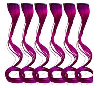 6Pcs Colored Clip in Hair Extensions Party Highlights Curly Hair Tinsel Clip For Women&Girl Hairstyle,Purple