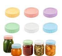 6Pcs Colored Jar Lids, Thickened and Reusable Plastic Gu Jar Lids | Anti Slip and Confidential Jar Lids,Resistant to High and Low Temperatures Gu Jar Lids, Store Jam and Fruits, Sturdy Durable