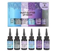 6pcs Colored UV Resin 10ml Each Pen Shaped Fast Curing Aluminum Foil Sealing Glue for DIY Jewelry Crafts Glitter Colour Gel Drops Combo Set Handmade Jewellery Colouring Materials (Purple Series)
