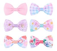 6PCS Colorful Cartoon Hair Bowknots Satin Ribbon Bowknot Hair Barrettes for Women Ice Cream Sprinkles Bow Hair Clips Pastel Cake Donut Sprinkles Ribbon Hair Bow Barrettes