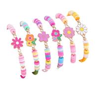 6Pcs Colorful Enamel Dinosaur Cat Butterfly Flower Friendship Bracelets Boho Heishi Surfer Clay Beaded Stretch Bracelet Cute Enamel Animal Stackable Wristband for Women Preppy Y2k Party Jewelry, M