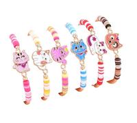 6Pcs Colorful Enamel Dinosaur Cat Butterfly Flower Friendship Bracelets Boho Heishi Surfer Clay Beaded Stretch Bracelet Cute Enamel Animal Stackable Wristband for Women Preppy Y2k Party Jewelry, M