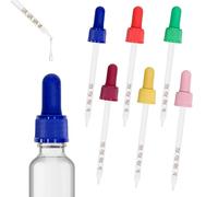 6Pcs Colorful Liquid Pipettes Droppers Glass Silicone 1ML Pipette with Graduated Dropper for Sodastream Bubly Bottle for Kids with Bulb Tip & Clean Brush for Soda Stream Dropper