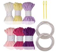 6Pcs Colorful Polyester Rope Big Eye Needle And Sculpting Wire 7mmX5Meters Hollow Braided For Art Craft Knitting Hollowed Braided