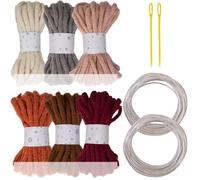 6Pcs Colorful Polyester Rope Big Eye Needle And Sculpting Wire 7mmX5Meters Hollow Braided For Art Craft Knitting Hollowed Braided