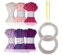 6Pcs Colorful Polyester Rope Big Eye Needle And Sculpting Wire 7mmX5Meters Hollow Braided For Art Craft Knitting Hollowed Braided