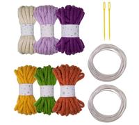 6Pcs Colorful Polyester Rope Big Eye Needle And Sculpting Wire 7mmX5Meters Hollow Braided Rope For Art Craft Knitting Aluminum Wire And Yarns