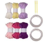 6Pcs Colorful Polyester Rope Big Eye Needle And Sculpting Wire 7mmX5Meters Hollow Braided Rope For Art Craft Knitting Aluminum Wire And Yarns