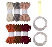 6Pcs Colorful Polyester Rope Big Eye Needle And Sculpting Wire 7mmX5Meters Hollow Braided Rope For Art Craft Knitting Aluminum Wire And Yarns