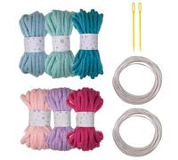 6Pcs Colorful Polyester Rope Big Eye Needle And Sculpting Wire 7mmX5Meters Hollow Braided Rope For Art Craft Knitting Aluminum Wire