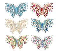 6Pcs Colorful Rhinestone Butterfly Brooch Set for Women Exquisite Butterfly Lapel Pin Alloy Inlay Crystal Insect Brooches