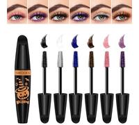 6Pcs Colour Mascara Set - Colored Colorful Waterproof Mascara for Eyelashes Set - Blue Green Cyan Pink Red Purple Long lasting Charming Voluminous Eye lash Halloween Xmas Make Up Gift