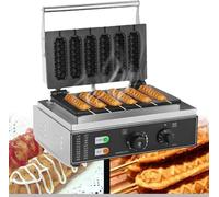 6PCS Commercial Hot Dog Muffin Maker - Non-Stick Waffle Maker for Corn Dog/Sausage Waffles,220V, Ideal for Catering, Cafes & Home Kitchens