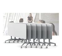 6PCS Conference Room Table, Folding Table Modern White Portable with Silent Wheels, Meeting for Office Flip Top Mobile Training (A 55.1 * 23.6 29.5in)