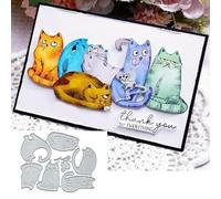 6pcs Confused Kitten Metal Die Cuts for Card Making,Cute Aniaml Cats Card Cutting Dies Cut Stencils DIY Scrapbooking Album Decorative Embossing Paper Card Embossing Craft
