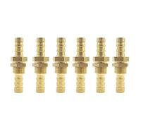 6PCS Connector Adapter 4mm 6mm 8mm 10mm 12mm 14mm 16mm 19mm 25mm Hose Barb Bulkhead Brass Barbed Tube Pipe Fitting Coupler(6mm OD)