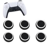 6PCS Controller Thumb Grips - Anti-Slip Silicone Thumb Stick Caps - Joystick Covers for Xbox Series X/S, PS5, Nintendo Switch - Black with White Rings