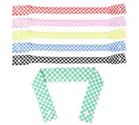 6pcs Cooling Neck Wraps, 6 Colors Polyester Material Ice Neck Cooler with Snap Button for Women and Men Summer Cycling Outdoor Sport Activities(Checkerboard Pattern Style)