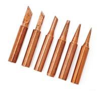 6pcs Copper Soldering Tips 900M-T Set Non-Plated | 6 varied shapes, non-electroplated pure copper, high strength, easy tinning, fits 936/937 stations