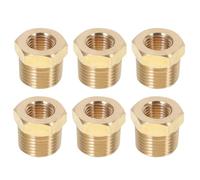 6pcs Copper Threaded Reducer Bushing Hex 1/2 Male to 1/4 Female | Hexagonal Adapter, Smooth Surface Treatment, for Pipes and Water Lines, Maintenance and Repair