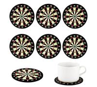 6Pcs Cork Darts Coasters, Beer Mats Board Non-Scratch Top with Non-Slip Mats Heat Resistan Coasters for Drink Coffee Mug Wine Glass Bottle Home Pub Bar