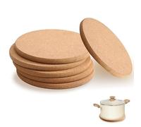 6Pcs Cork Placemats Set - 19CM Round Thick Corks Trivet Set, Wooden Non Slip Durable Coasters, Corks board Placemat, Multifunctional Cork Mat for Table & Countertop