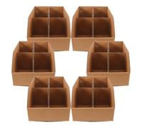 6pcs Corrugated Storage Box with Divider, Folding Open Top Shelf Bin | Cardboard Construction, Dividers, Label-ready Surfaces, for Small Inventory, Office Supplies, Workbench Use