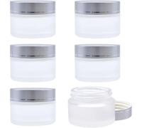 6Pcs Cosmetic Glass Jars, 30ml Frosted Glass Travel Cosmetic Container Jars Empty Refillable for Storing Creams Essential Oil and Emulsions (Sliver Lid).