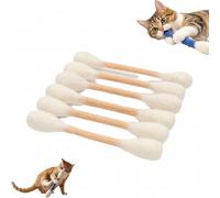 6PCS Cotton Swabs Cat Toys with Catnip, Giant Kitten Chew Sticks Cat Toys, Interactive Fun Felt Kitty Kicker Toy Sticks, Boredom Relief Gift (Beige)