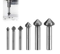6PCS Countersink Drill Bit Sets for Smooth and Clean Hole Edges 6.3-20.5 mm HSS Steel Countersink Drill Bit 3 Edge 90° Chamfer End Mill Cutter Countersink Deburring Tools for Metal, Wood, Plastic