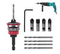 6PCS Countersink Wood Drill Bit with Depth Stop, Drill Countersink with 1/4 Inch Hex Shank, Made of HSS-M2,Precise Drills for Wood Processing,2.8 x 8 mm,3.2 x 8 mm, 3.5 x 10 mm,4 x 10 mm (Red)