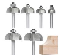 6pcs Cove Router Bit Set, 1/4" Shank,Radius 1/8", 3/16", 5/16", 3/8", 7/16", and 1/2", Cove Edging Cutter for Wood Edge Profiling, Molding