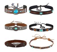 6pcs Cowboy Hat Band, Western Hat Band Soft Pu Leather Hat Band,Straw Hat Cowboy Hat(6 Styles)