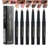 6PCS Cream Eyeshadow & Eyeliner Stick Set - Waterproof Longwear Shimmer Eye Pencil, Smudge-Proof Neutral Pink & Dark Brown Eyeshadow Crayon Makeup Set, Flattering Shades for All Eye Shapes