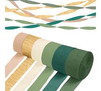 6pcs Crepe Paper Rolls Streamers Hanging Rainbow Streamers Party Decorations Green Brown Crepe Paper for Boho Bridal Shower,Engagement,Anniversary,Baby Shower(4.5CMx25M/ROLL)