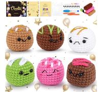 6PCS Crochet Kit for Beginners Ball Crochet Kit Chocolates Ball Knitting Kit for Beginners Complete Crochet with Instruction Video Easy to Fllow Practice Crochet Starter Kit Beginners Handcraft Gift